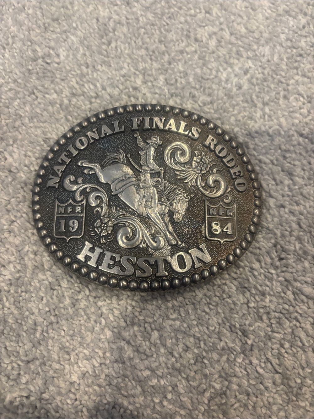 Vintage Hesston National Finals Rodeo belt buckle.